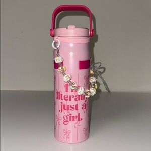 Pink Tumbler with Beaded Keychain